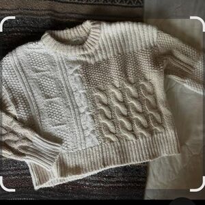 Aerie Cream and Tan Knit Sweater